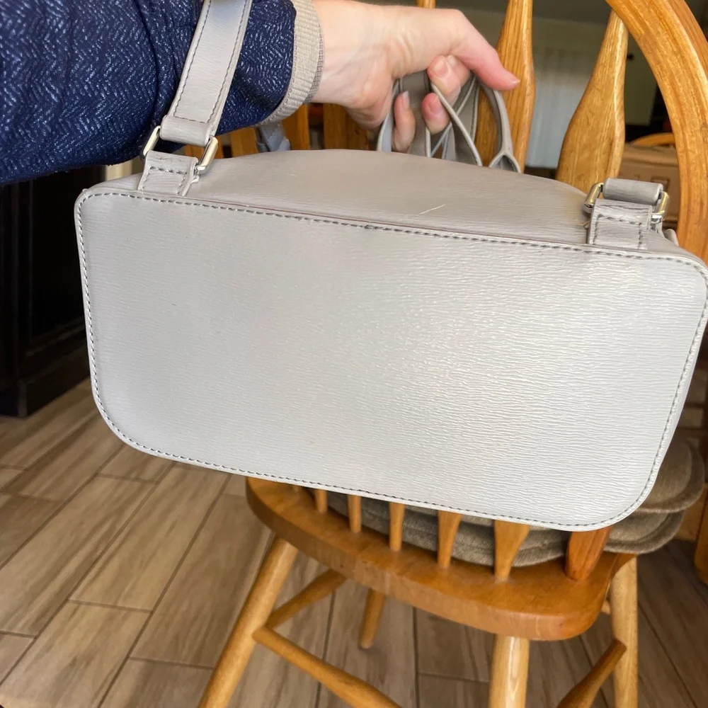 DKNY Light Gray Leather Backpack